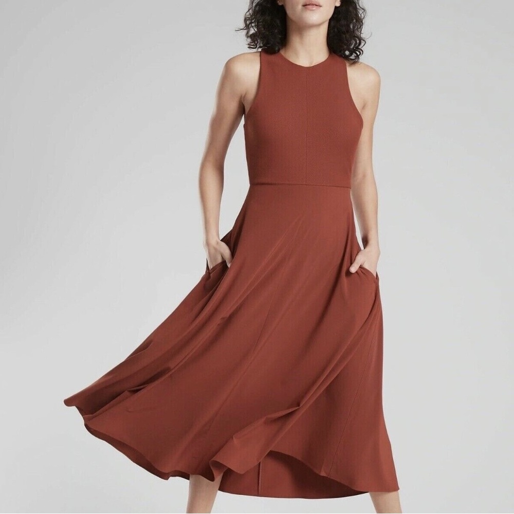 Athleta Rust Brown Sleeveless Midi Dress